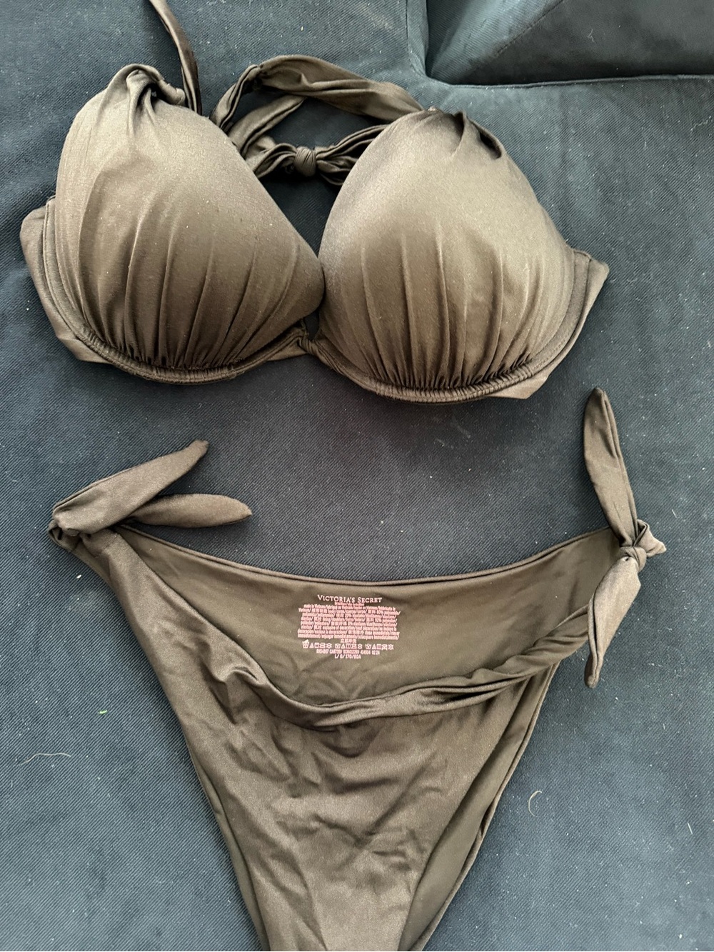 Victoria's Secret Black Tie-Side Bikini Set